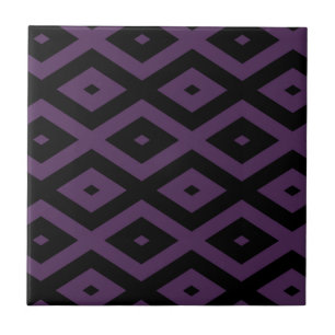 Dark purple and black diamond pattern ceramic tile