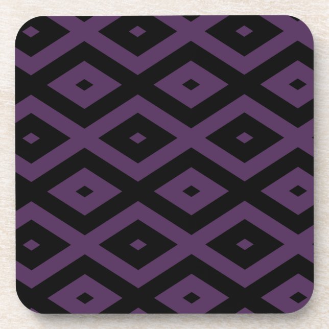 Dark purple and black diamond pattern coaster (Front)