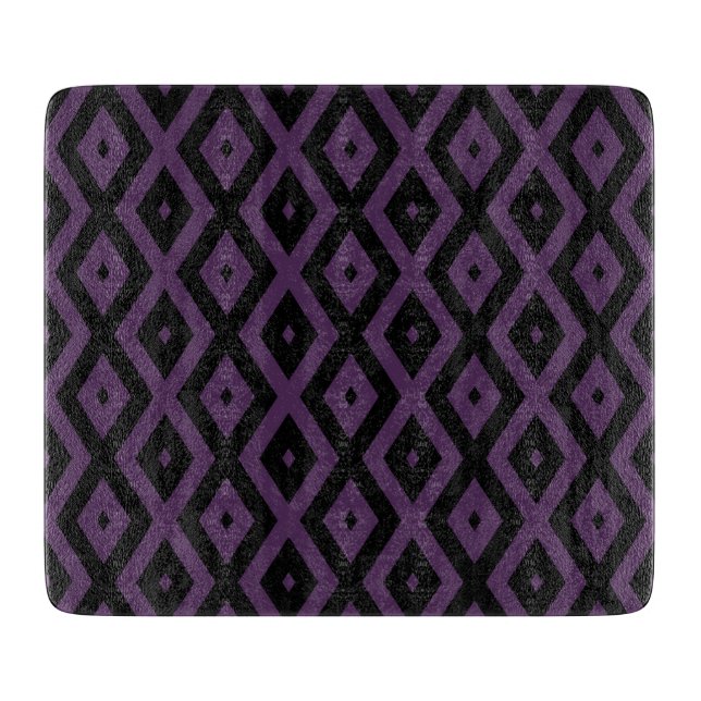 Dark purple and black diamond pattern cutting board (Front)