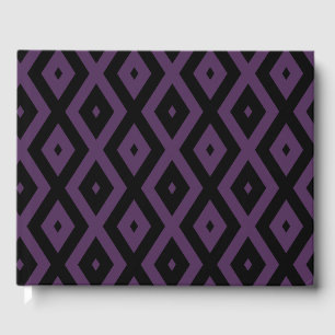 Dark purple and black diamond pattern guest book