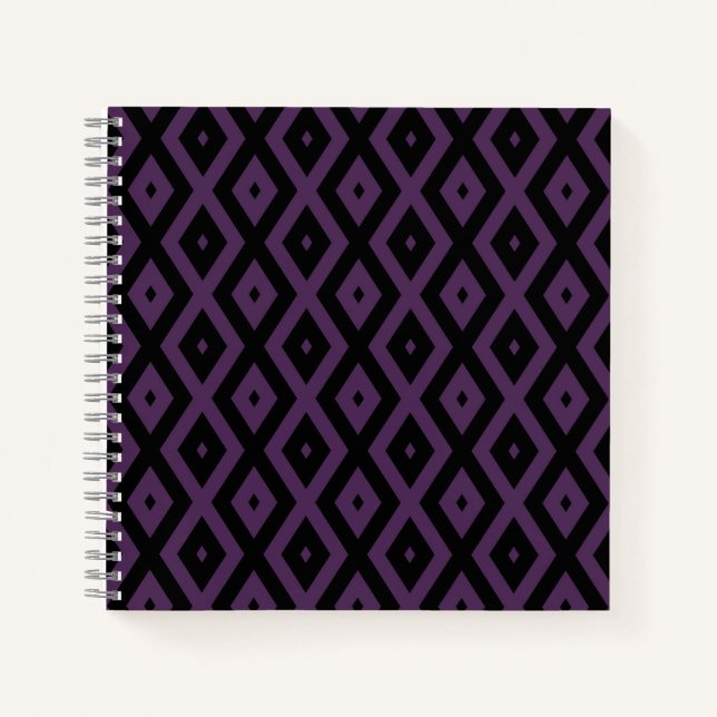 Dark purple and black diamond pattern notebook (Front)