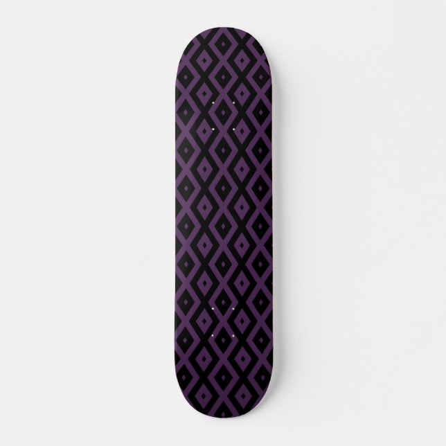 Dark purple and black diamond pattern skateboard (Front)