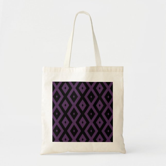 Dark purple and black diamond pattern tote bag (Front)