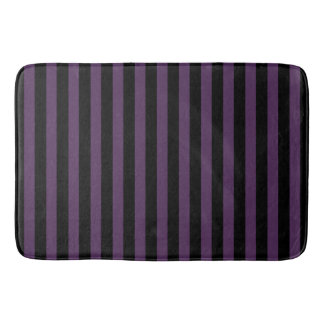 Dark purple and black stripes bath mat
