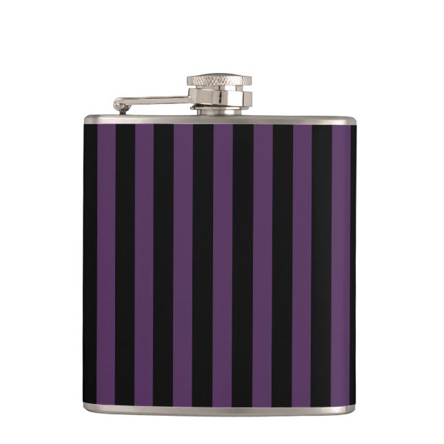 Dark purple and black stripes hip flask (Front)