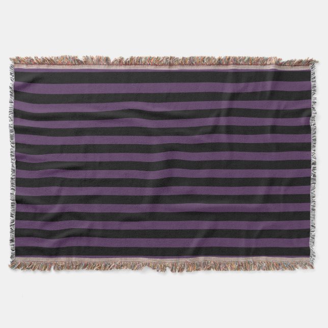 Dark purple and black stripes throw blanket (Front)