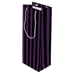 Dark purple and black stripes wine gift bag