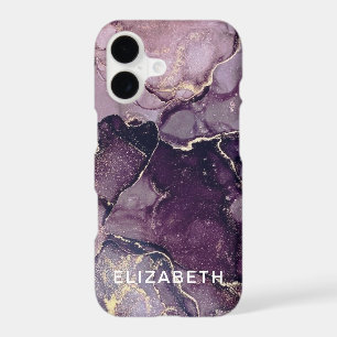 dark purple and gold marble glitter personalised