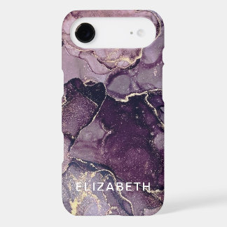 dark purple and gold marble glitter personalized