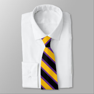 Dark purple and golden yellow stripes tie