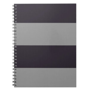Dark Purple and Grey Simple Extra Wide Stripes Notebook