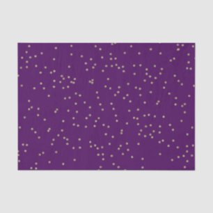 Dark Purple and Metallic Gold Dot Splatter Tissue Paper