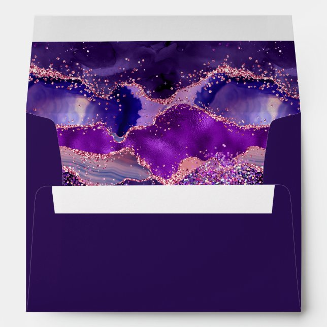 Dark Purple and Pink Sequins Agate Envelope (Back (Bottom))