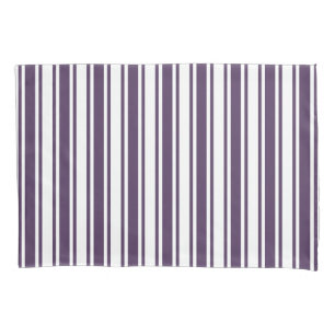 Dark purple and white candy stripes pillowcase