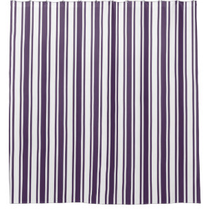 Dark purple and white candy stripes shower curtain