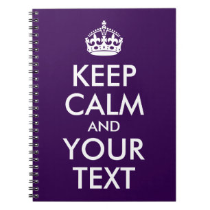 Dark Purple and White Keep Calm and Your Text Notebook