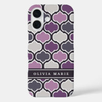 Dark Purple Arabesque Pattern Personalised Name
