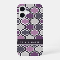 Dark Purple Arabesque Pattern Personalised Name