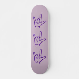 Dark Purple ASL I Love You Skateboard