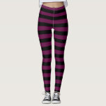 Dark Purple & Black Fun Halloween Stripes Leggings<br><div class="desc">Pick up these leggings that you can wear past Halloween to complete any Halloween costume or outfit. Wear them all October. Wear them any time of year with normal clothes. Make your pieces of your Halloween costume last. Available in several colours including green, orange, pink, blue, purple with black, white,...</div>