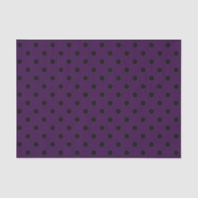 Dark Purple & Black Polka Dots Tissue Paper (Front)