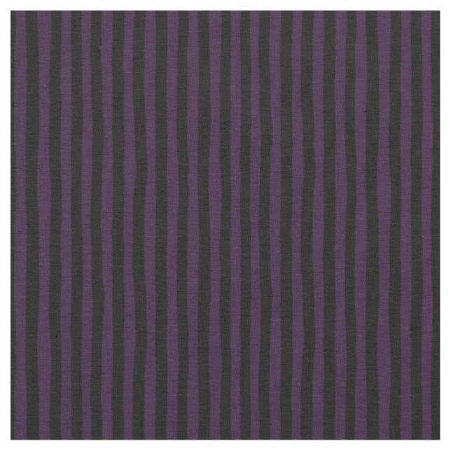 Dark Purple & Black Wonky Stripes Fabric (Close Up)