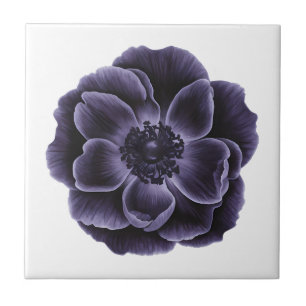 Dark Purple Bloom Botanical Art Design Ceramic Tile