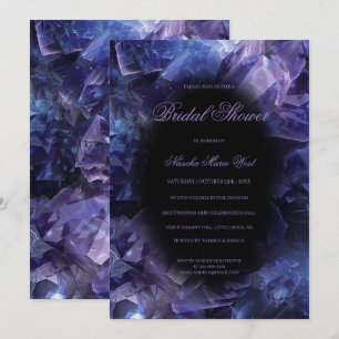 Dark Purple Boho Witch Crystals Bridal Shower Invitation
