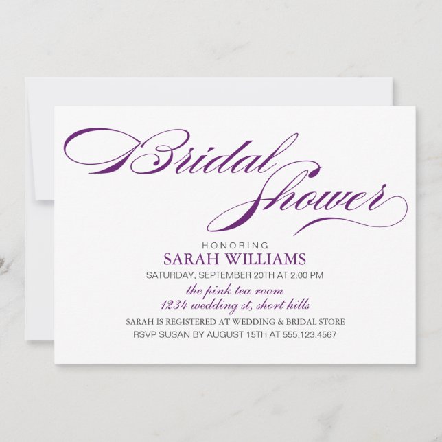 Dark Purple Bridal Shower Invitation (Front)