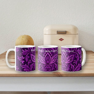 Dark Purple Brocade (Single Pattern) Coffee Mug