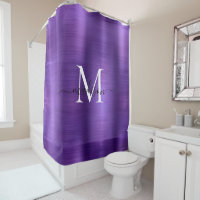 Dark Purple Brushed Metal Monogram Girly Script