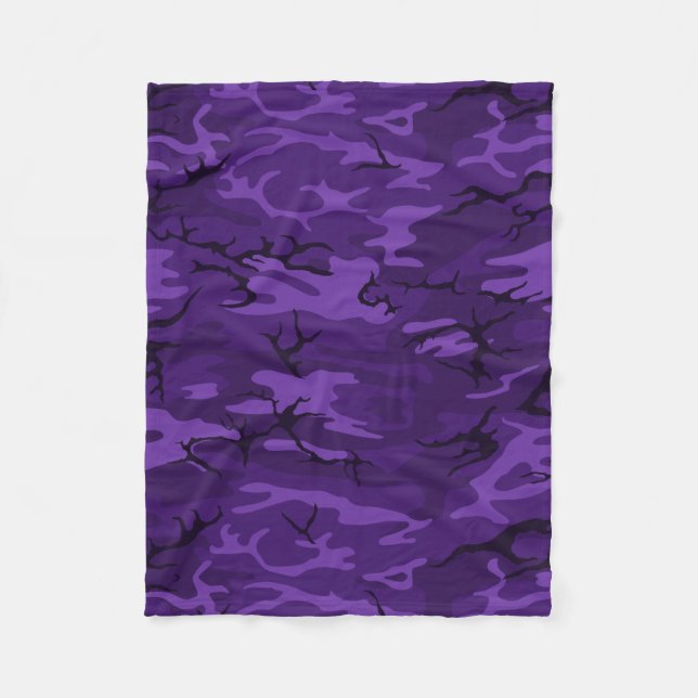 Dark Purple Camo Fleece Blanket (Front)