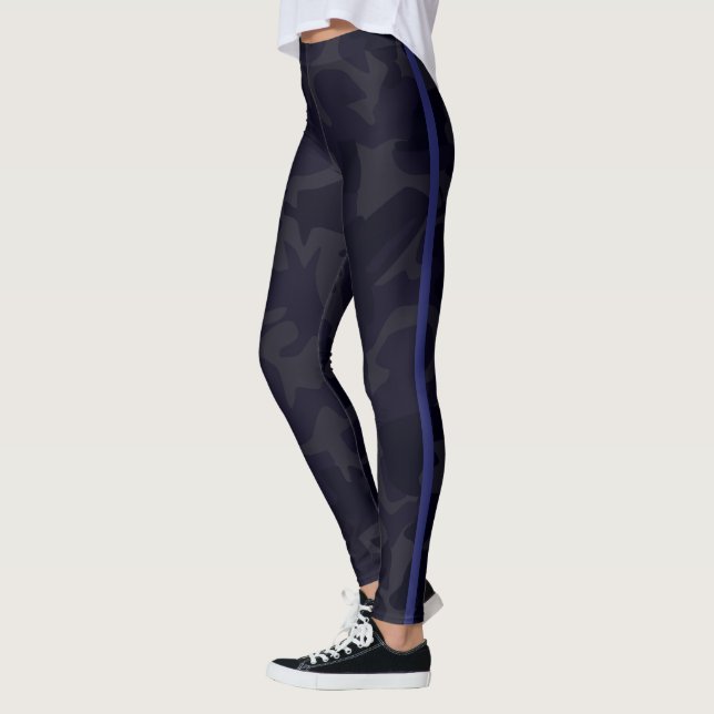 Dark purple camo leggings with stripe (Left)