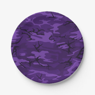 Dark Purple Camo Paper Plate