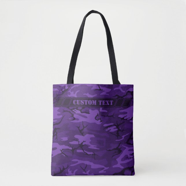 Dark Purple Camo Tote w/ Custom Text Bag (Front)