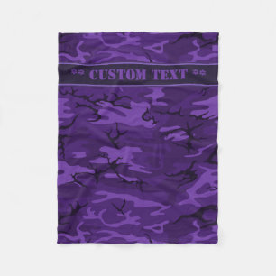 Dark Purple Camo w/ Custom Text Fleece Blanket