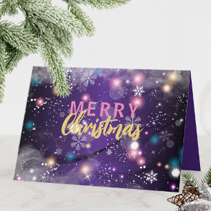 Dark Purple Celestial Galaxy Merry Christmas Holiday Card