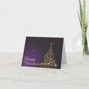 Dark purple Christmas motive with golden Christmas Card