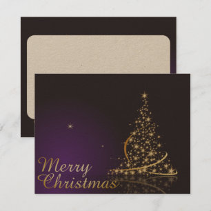 Dark purple Christmas motive with golden Christmas Invitation