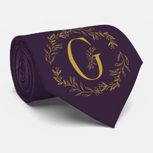 Dark Purple Colour Monogrammed Groomsmen Tie