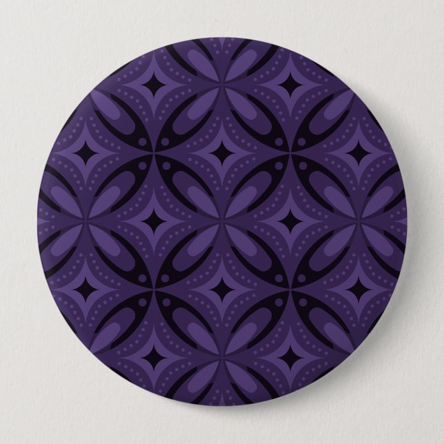 Dark Purple Coloured Retro Pattern 10 Cm Round Badge (Front)