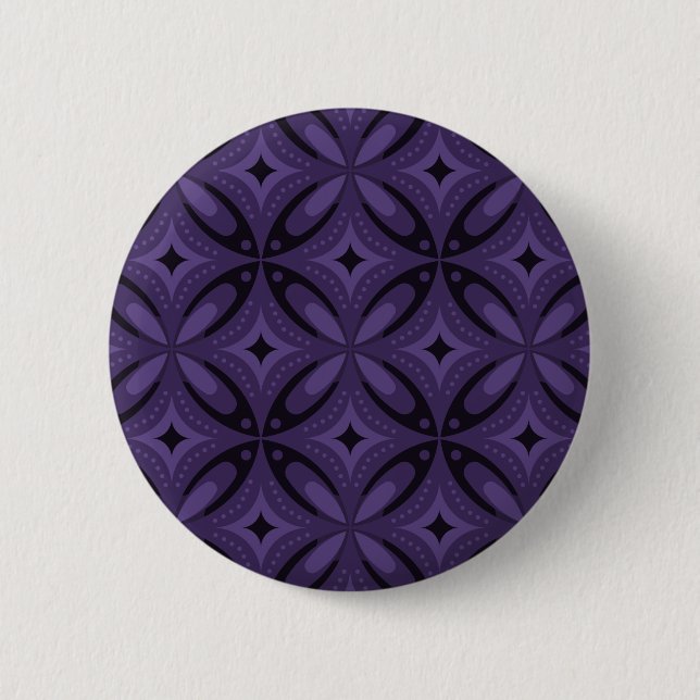 Dark Purple Coloured Retro Pattern 6 Cm Round Badge (Front)