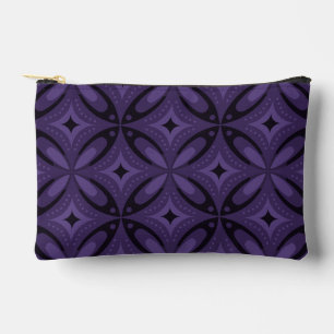 Dark Purple Coloured Retro Pattern Accessory Pouch