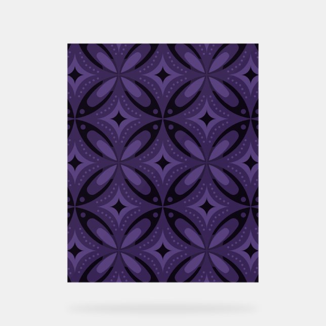 Dark Purple Coloured Retro Pattern Acrylic Sign (Front)