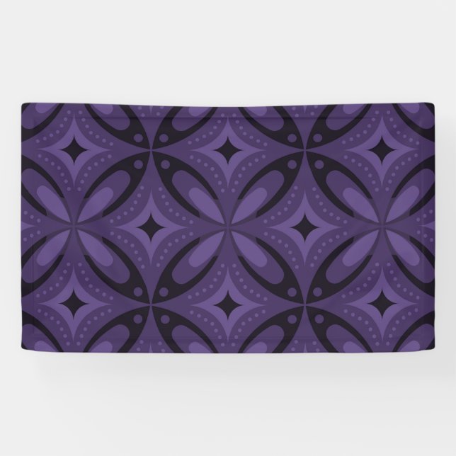 Dark Purple Coloured Retro Pattern Banner (Horizontal)
