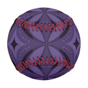 Dark Purple Coloured Retro Pattern Baseball