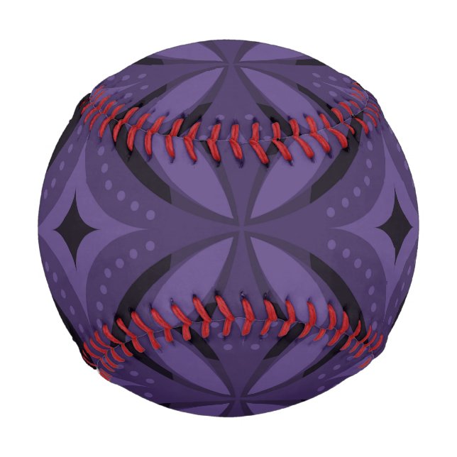 Dark Purple Coloured Retro Pattern Baseball (Front)