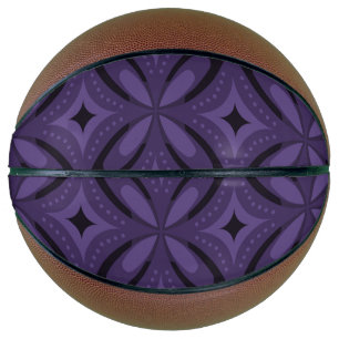 Dark Purple Coloured Retro Pattern Basketball
