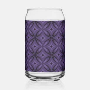 Dark Purple Coloured Retro Pattern Can Glass