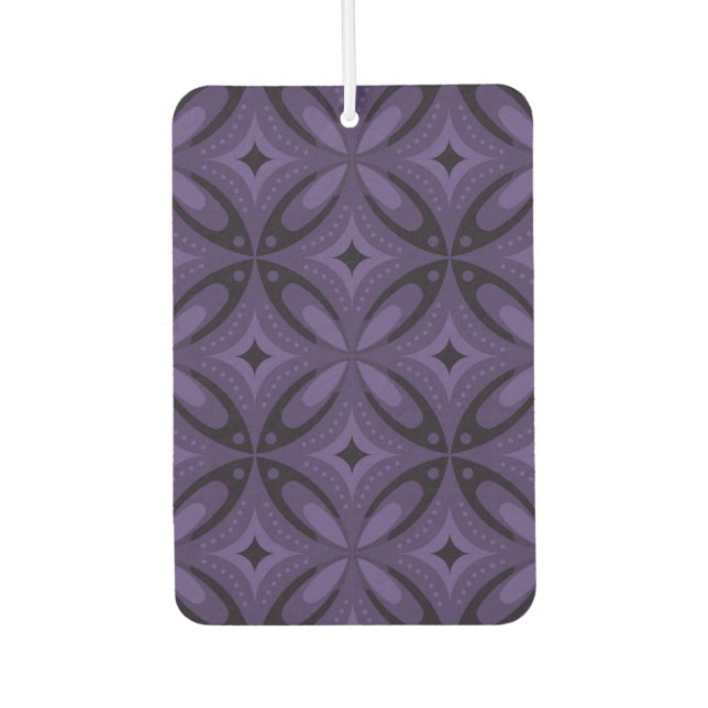 Dark Purple Coloured Retro Pattern Car Air Freshener (Front)